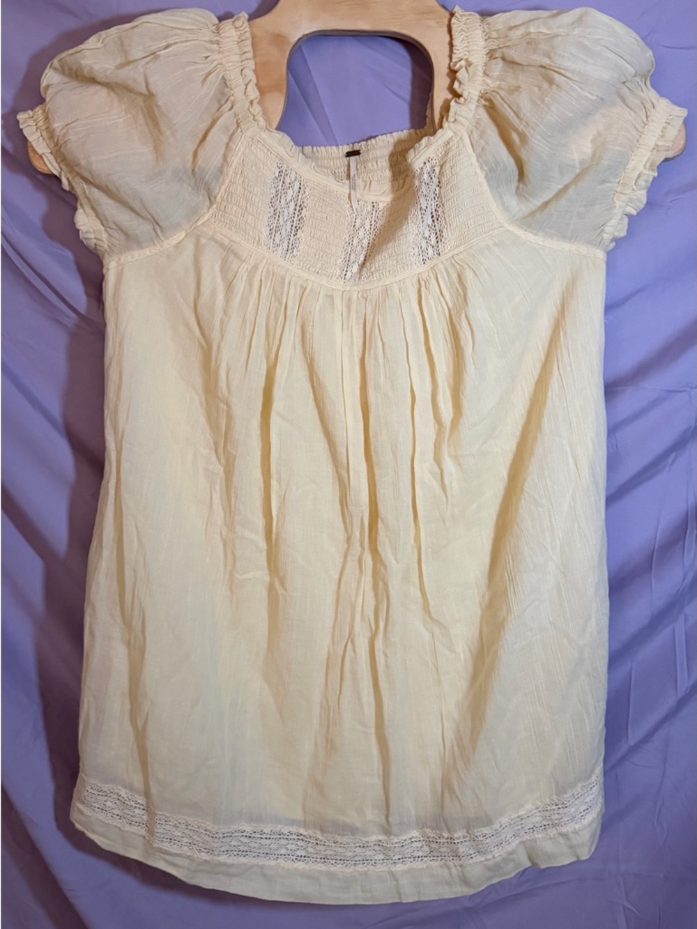 Free People Cream Puff-Sleeve Peasant Top